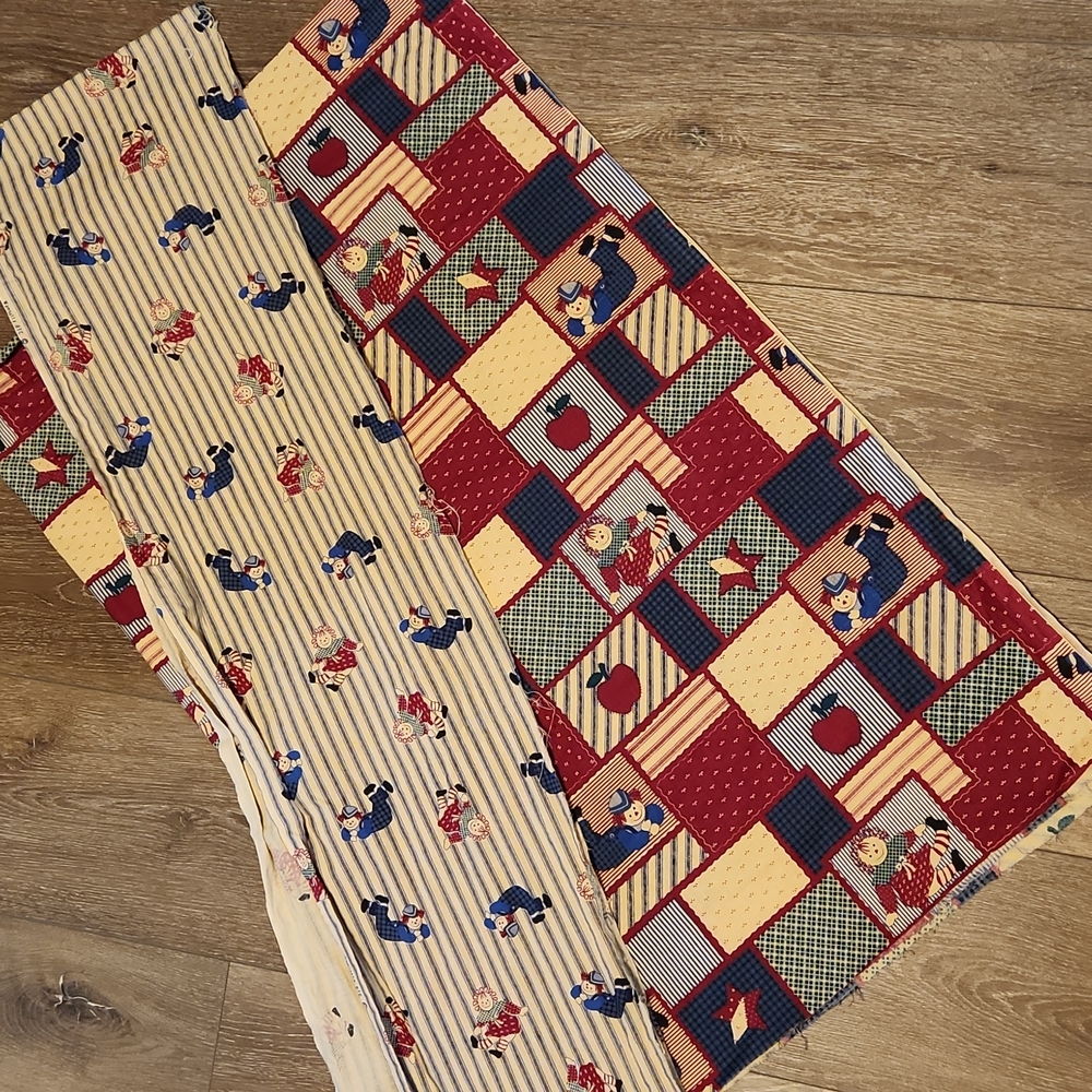 Vintage Raggedy Ann Fabric Scraps Large